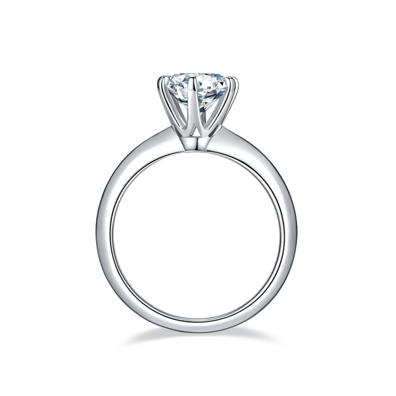 光臂T家六爪S925银镀白金MoissaniteWomen's Ring1.5ctD级